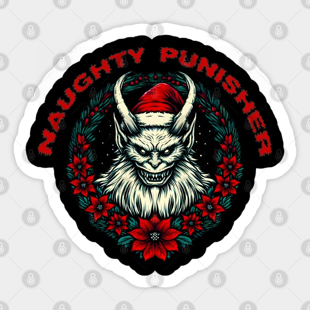 Creepy Krampus Christmas Wreath Sticker by MetalByte